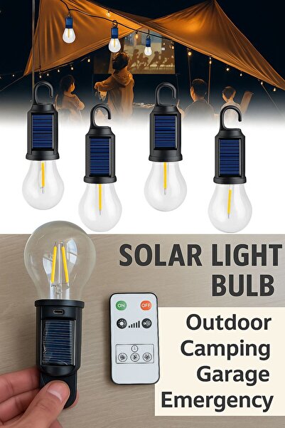 Edison Solar LED Kamp Ampülü | USB Şarjlı Kumandalı Işık