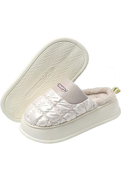 Intisimo Women's Slippers, Mega Light, Furry, Thick Sole, White - 40-41