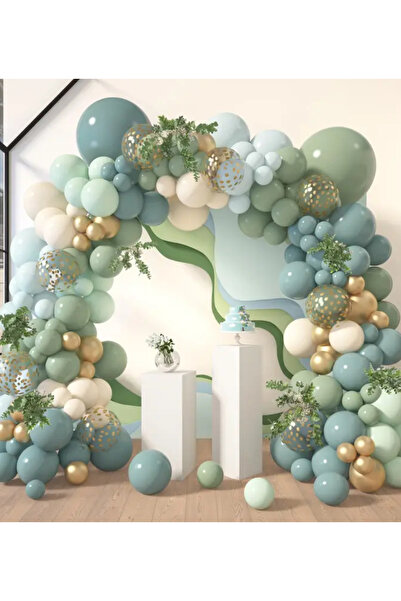 Çemrek Süs Parti مجموعة سلسلة بالون شفافة من Ada Tea Eucalyptus Retro من الذه...