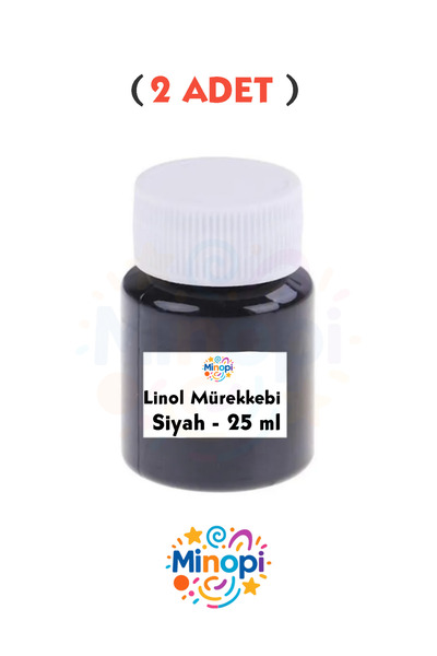 Minopi ( 2 Adet ) Linol Mürekkebi Siyah 25 ml Linol Baskı Mürekkebi Blok Bask...