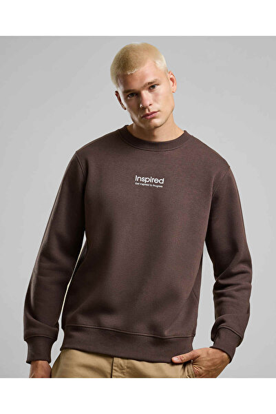 R&B Typography Print Sweatshirt with Crew Neck and Long Sleeves
