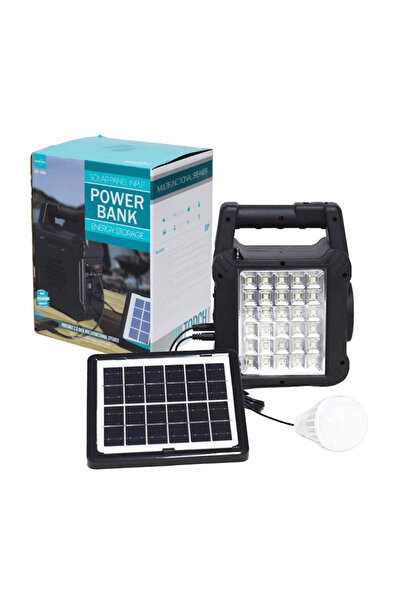 FİOPLUS Solar Powerbank Radyo Bluetooth MP3 USB Çok Amaçlı Işıldak Seti