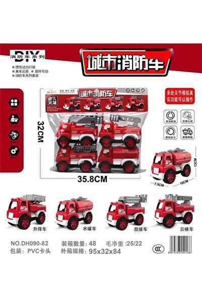 rexa مجموعة شاحنة إطفاء من مونشكين لاند، مكونة من 4 قطع - شاحنة إطفاء، شاحنة إنقاذ، شاحنة صهريجية، وشاحنتان سلميتان