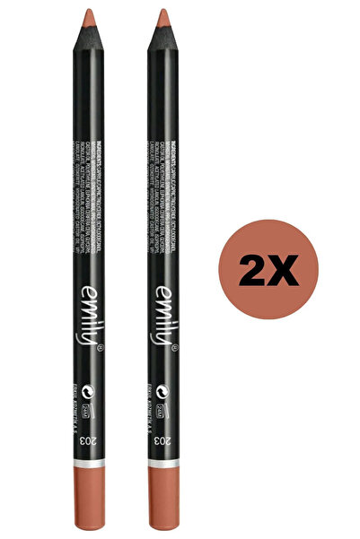 Yüsra Shop قلم تحديد الشفاه رقم: 203 قطعتين مقاوم للماء (بني داكن طبيعي)