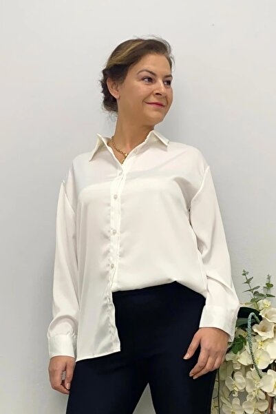 Mia Butik Women's White Satin Shirt