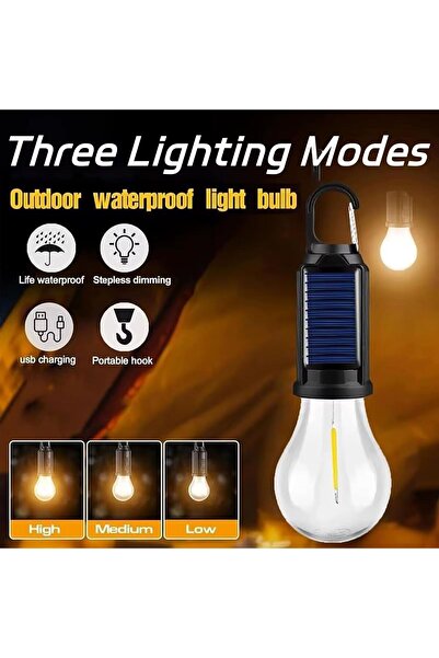 Edison Solar LED Kamp Ampülü | USB Şarjlı Kumandalı Işık