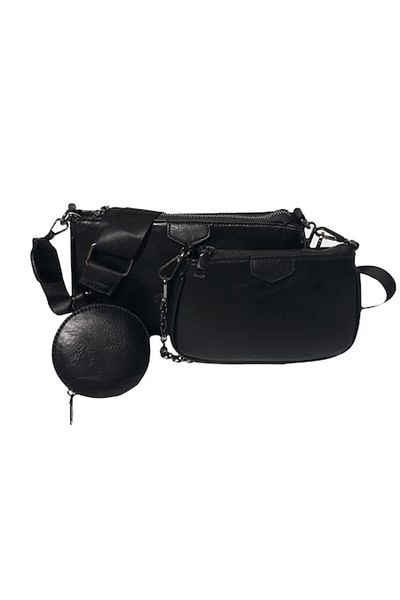 L-line fashion Women's bag set, 3 pieces, black