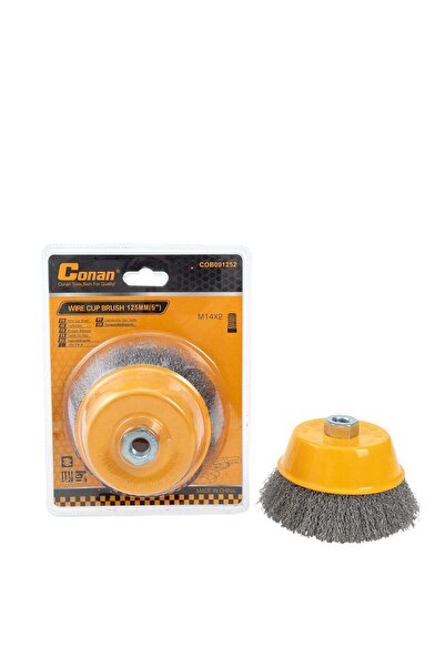 CONAN كأس فرشاة سلكية 125 مم (5 بوصة) لتنظيف المعادن - خيط M14x2 - طلاء صناعي...