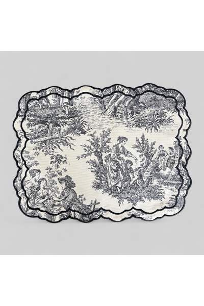 Denef Home Seria Toile De Jouy, set de masă american, culoare neagră, 35x45 c...