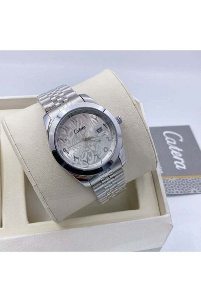 catera Men's Waterproof Wristwatch - Silver Bracelet with Pearl Dial