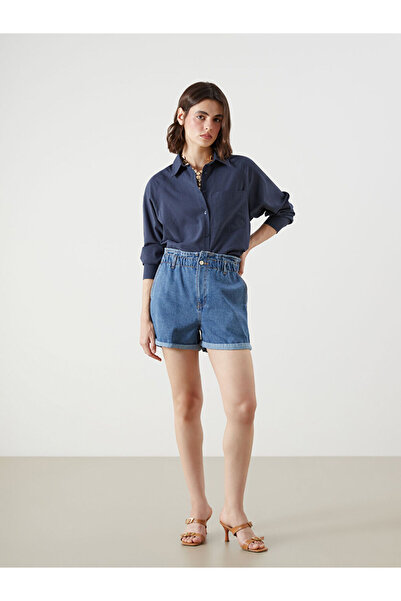 LC Waikiki Indigo Women's Jean Shorts with Elastic Waist