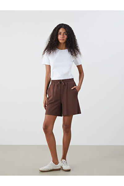 LC Waikiki Kahverengi Beli Lastikli Kadın Şort