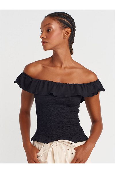Dilvin 31902 Off-The-Shoulder Ruffle Top