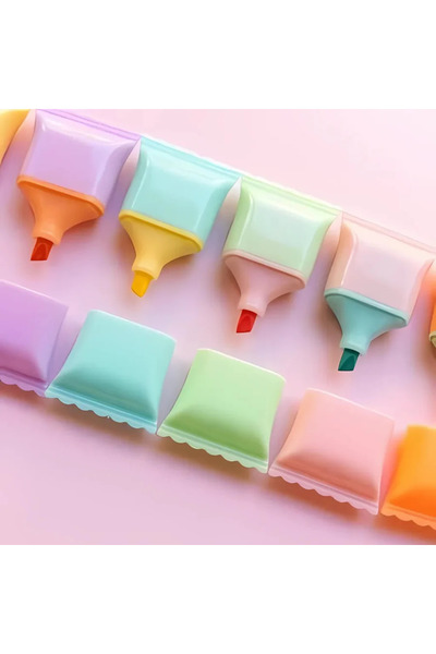 Polin Mini Highlighter Set, 6 Colors, Pastel Tones, Cute Candy Design