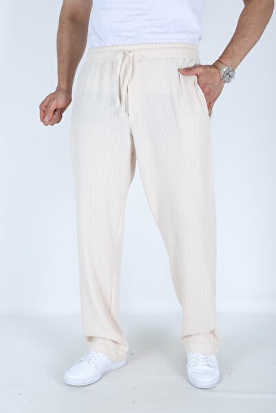 FREZZBİ Men's Ribbed Loose Fit Baggy Trousers - Comfortable Fit - Casual Style