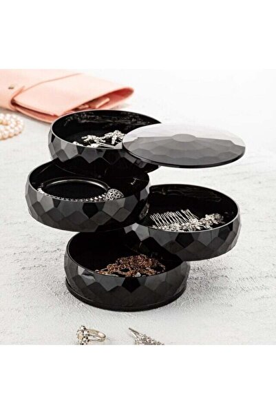 Evvano 360 Degree Rotatable 4 Layer Jewelry - Clasp - Earring-Bracelet Organizer - Black