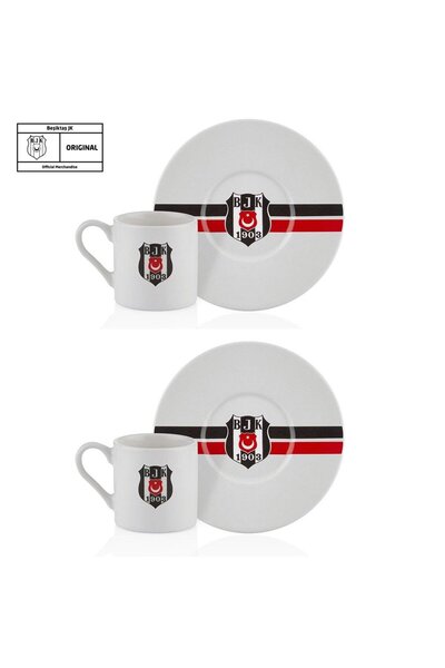 Neva Beşiktaş Lisanslı Çizgili 2'li Kahve Fincan Takımı