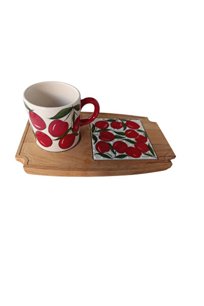 shop Handmade Cherry Patterned Single Wooden Presentation Cup