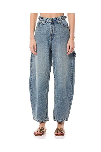 R&B Faded Barrel Fit Jeans with Button Closure