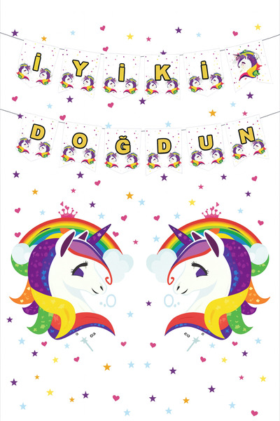 Bittox Unicorn Themed Happy Birthday Party Decorations - Colorful Happy Birthday Banner Set