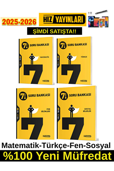 Hız Yayınları 2026 7.Sınıf Matematik-Türkçe-Fen-Sosyal %100 Yeni Marif Müfredat Soru Bankası+Kalem
