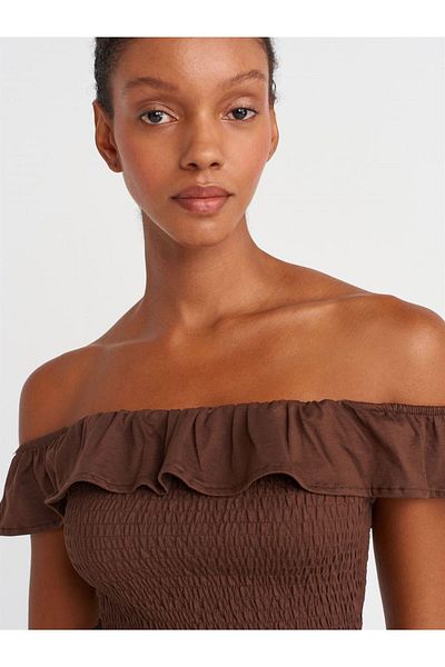 Dilvin 31902 Off-The-Shoulder Ruffle Top