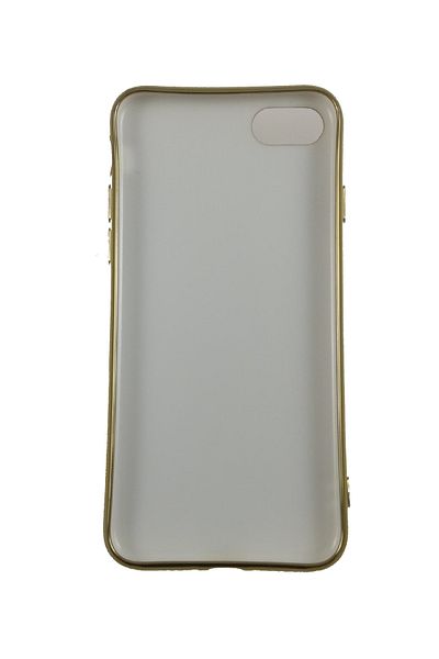 OEM Case compatible with IPhone 7, imitation Crocodile leather, White with Gold edges