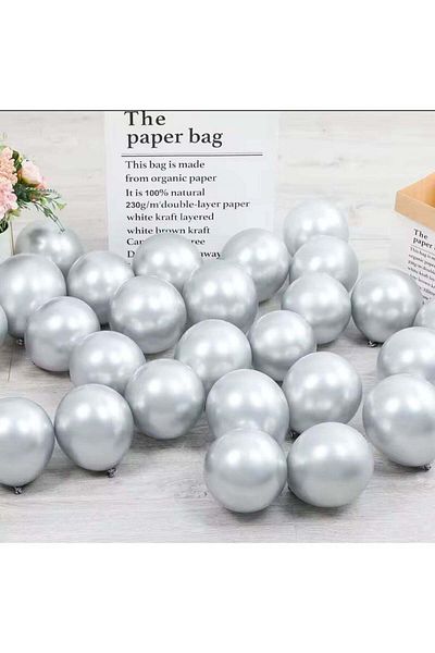 Generic Chrome Balloon 12 Inch — Pack of 50 — Color Silver