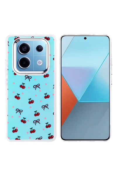MRCİLETİSİM Case for Xiaomi Poco X7 Case Turquoise Cherry Pattern Cover Hadra