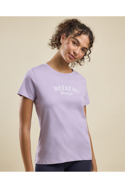 R&B تي شيرت مطبوع برقبة دائرية وأكمام قصيرة