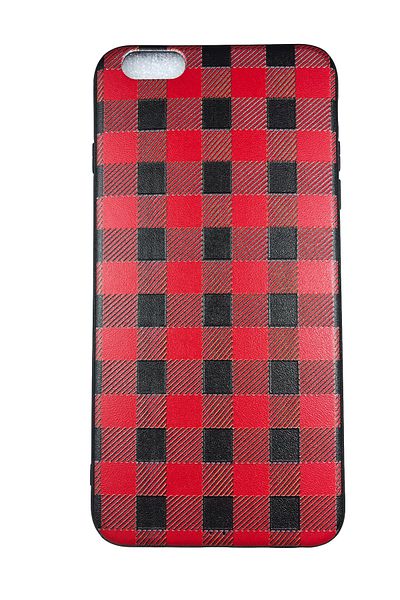 OEM Case compatible with Iphone 6 Plus, Embossed silicone case, Checkered pattern, Red