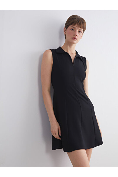 LC Waikiki Black Polo Neck A-Line Mini Dress