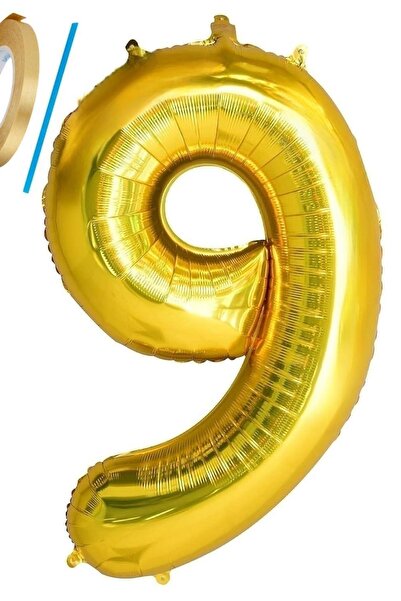 PARTİAVM 9 Years Old Mermaid Tail Seashell 76cm Gold Gold Number Balloon Mermaid Mermaid Concept