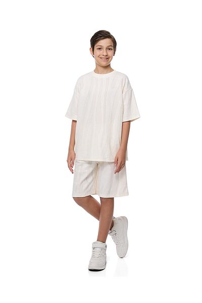 R&B Self Design T-Shirt and Shorts Set