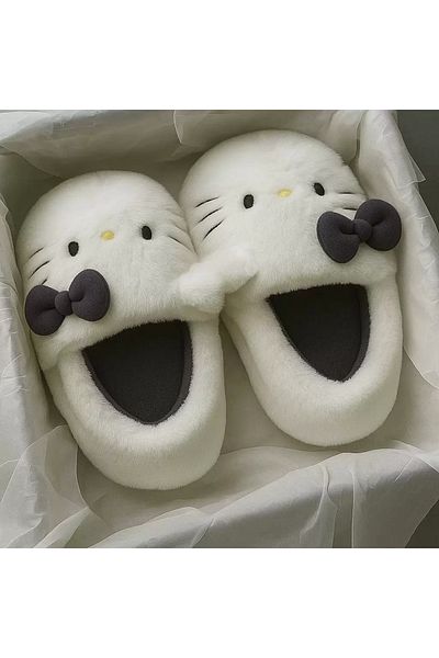 weywot Lilac Hello Kitty Soft Furry Plush Slippers