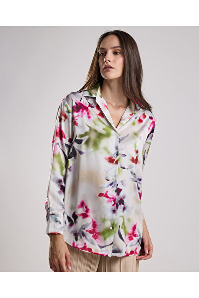 R&B Printed Shirt with Classic Collar and Long Sleeves