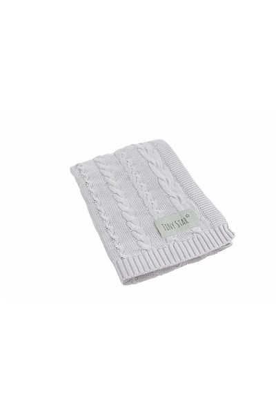 NO BRAND Patura tricotata din bumbac pentru copii, 80 x 100 cm, Tiny Star Light Grey