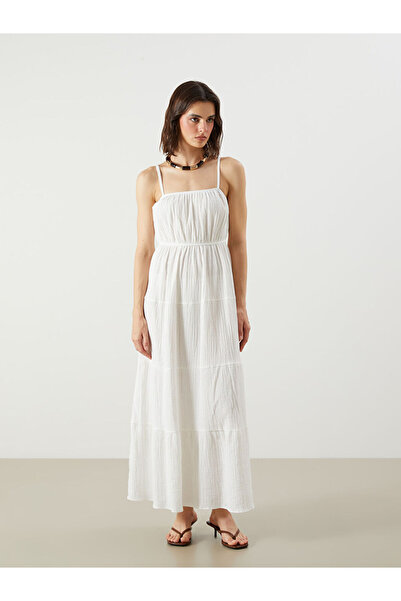 LC Waikiki New Season from Güli̇s Gi̇yi̇m Ecru U-Neck Gathered A-Line Muslin ...