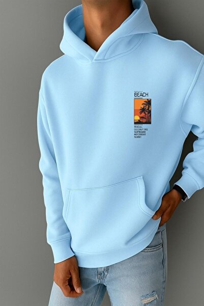 BENROMA Hanorac din bumbac pieptănat cu 3 fire, cu imprimeu SUNSET