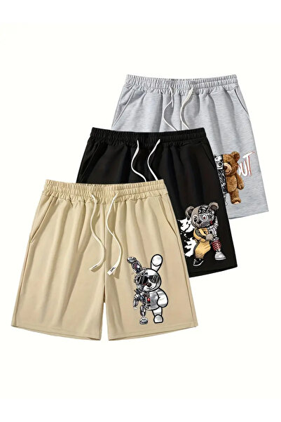 NoVibe طقم شورت صيفي قصير مطبوع عليه دمية دب للأطفال