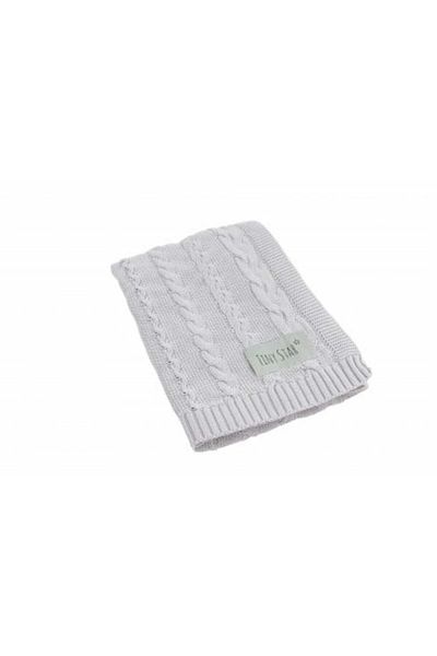 NO BRAND Patura tricotata din bumbac pentru copii, 80 x 100 cm, Tiny Star Light Grey