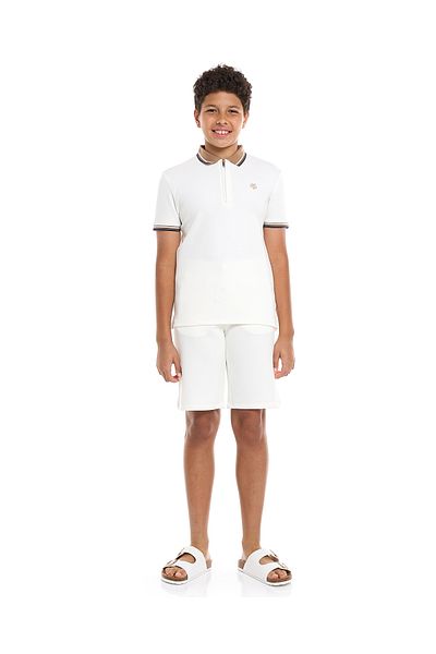 R&B Textured Polo T-Shirt and Shorts Set