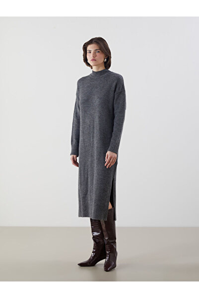LC Waikiki Lcw Vision Anthracite Half Turtleneck Women's Knit Dress