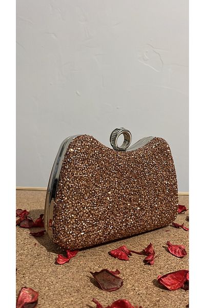 BUKAWEAR Women's Copper Stone Ring Closure Evening Dress Bag
