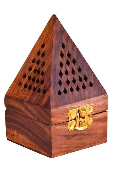 Generic مبخرة خشبية من ECVV، شكل هرمي | ديكور منزلي معطر | حامل رماد للعطور