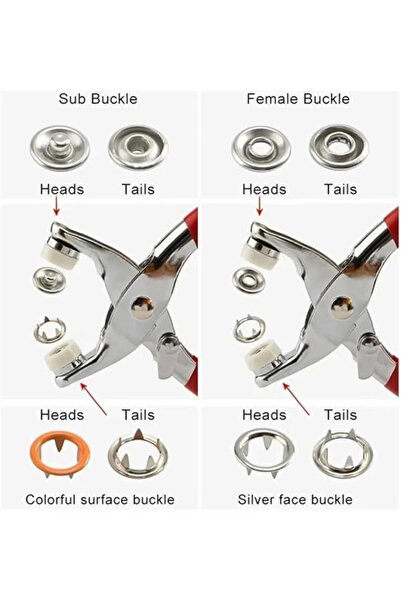 Genel Markalar 9.5 mm Metal Çıtçıt El Pensesi Seti – Gömlek, Bebek Kıyafetleri, Elbise, Ceket, Yelek ve
