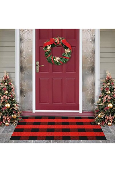 Generic MUBIN Christmas Door Mat Outdoor 27.5 x 43 Inch Red and Black Plaid R...
