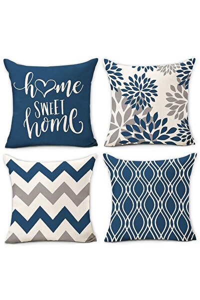 Generic MAKINGTEC أغطية وسائد هندسية زرقاء فاتحة مقاس 18 × 18 مجموعة من 4 قطع...