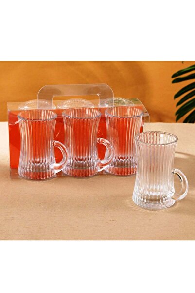Generic 6 Pcs Tea Glass Mug Set With Handle, 235ml | Istikana Glass Sett | Co...