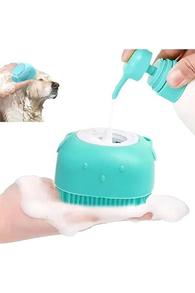hepsiibirarada Kanji Silicone Pet Bath Brush – Massage Comb with Shampoo Chamber, Soft Serrated